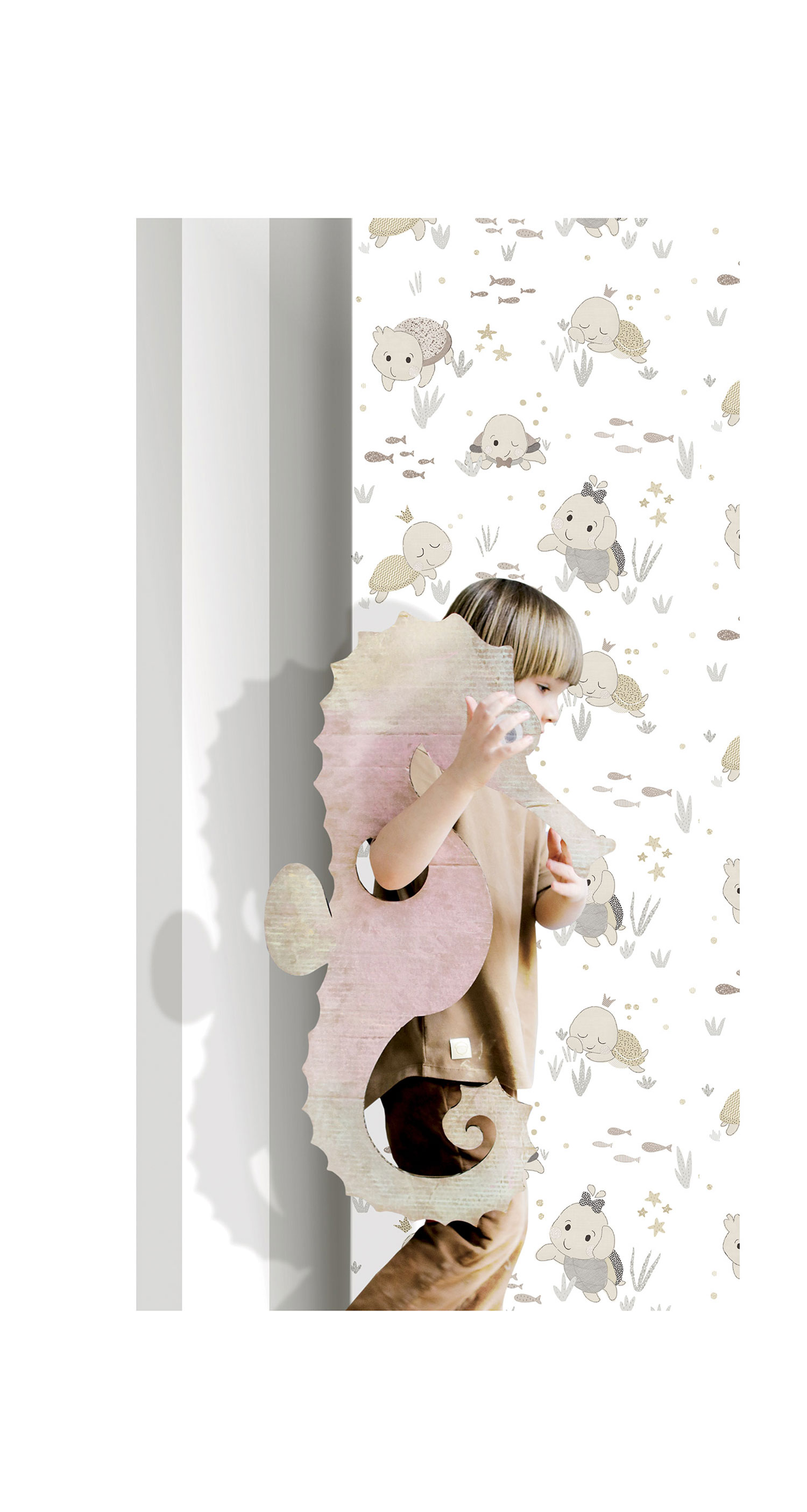 Beige-weiß gestreifte Tapete, 14858, Happy, Parato