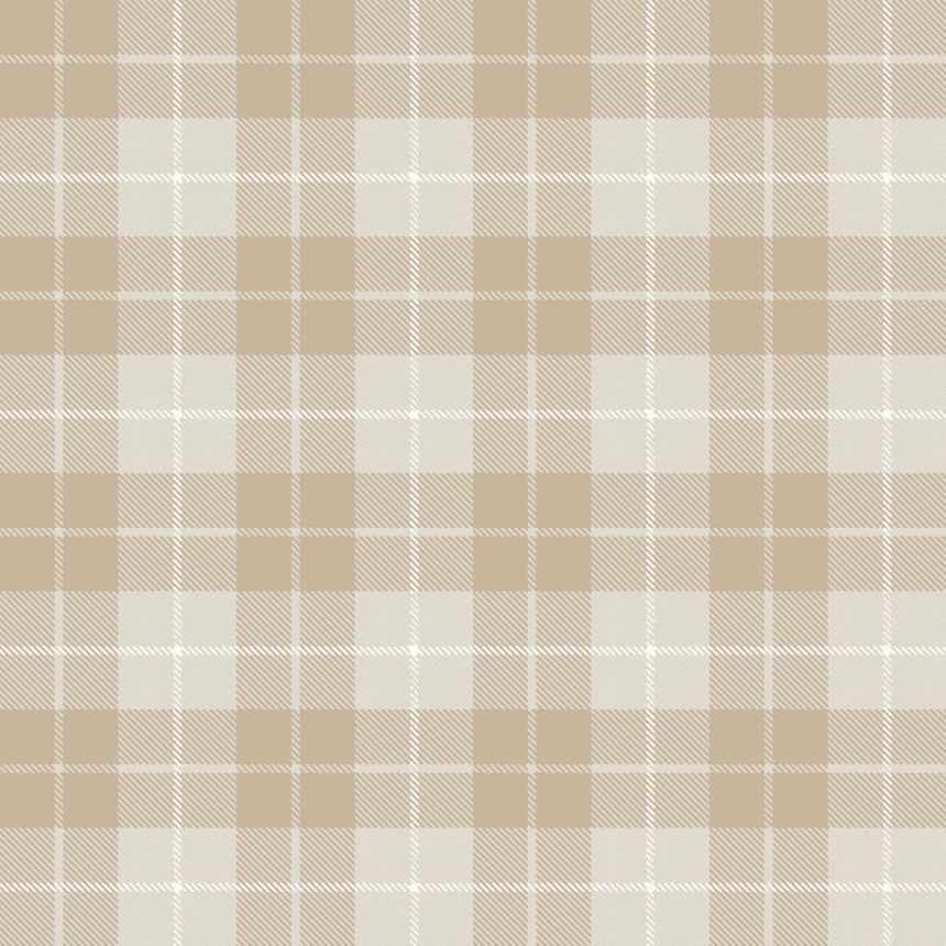 Beige Tapete, karierter Stoffimitat, 14872, Happy, Parato