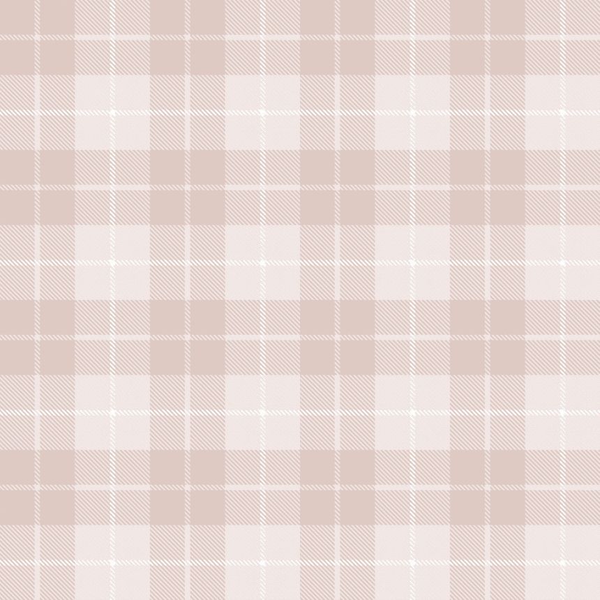 Rosa Tapete, karierter Stoffimitat, 14874, Happy, Parato