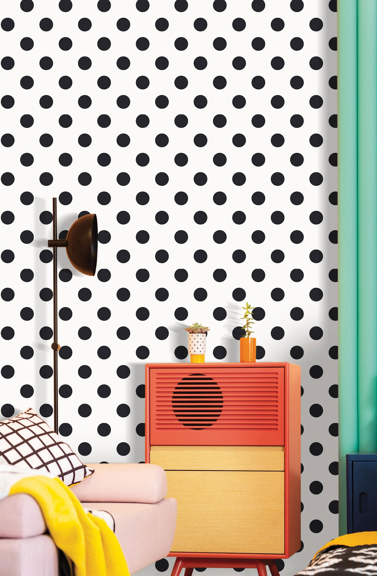 Weiße Vliestapete mit schwarzen Punkten, 16654, Friends & Coffee, Cristiana Masi by Parato