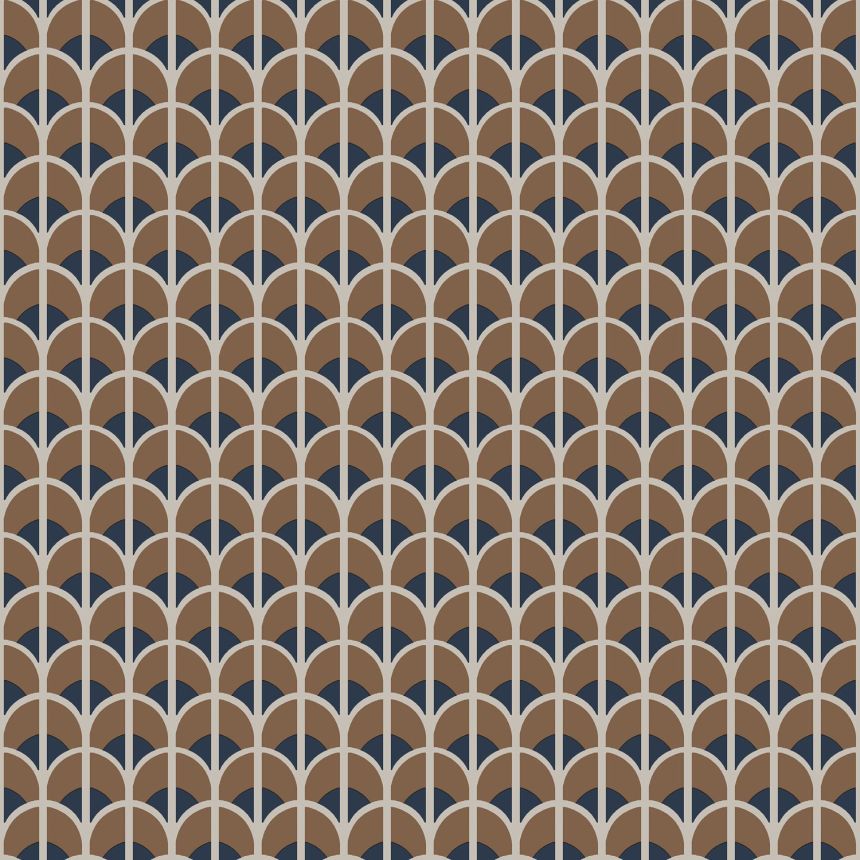 Braunblaue Tapete mit geometrischem Muster, 28869, Thema, Cristiana Masi by Parato