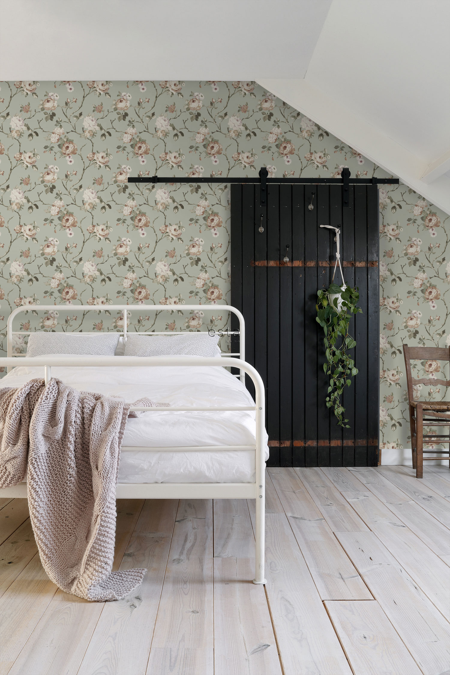 Grüne florale Vliestapete, 139291, Vintage Flowers, Esta Home