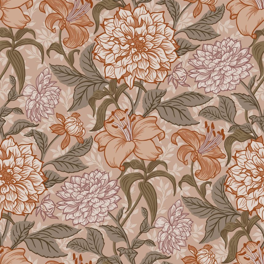 Beige florale Vliestapete, 139380, Vintage Flowers, Esta Home