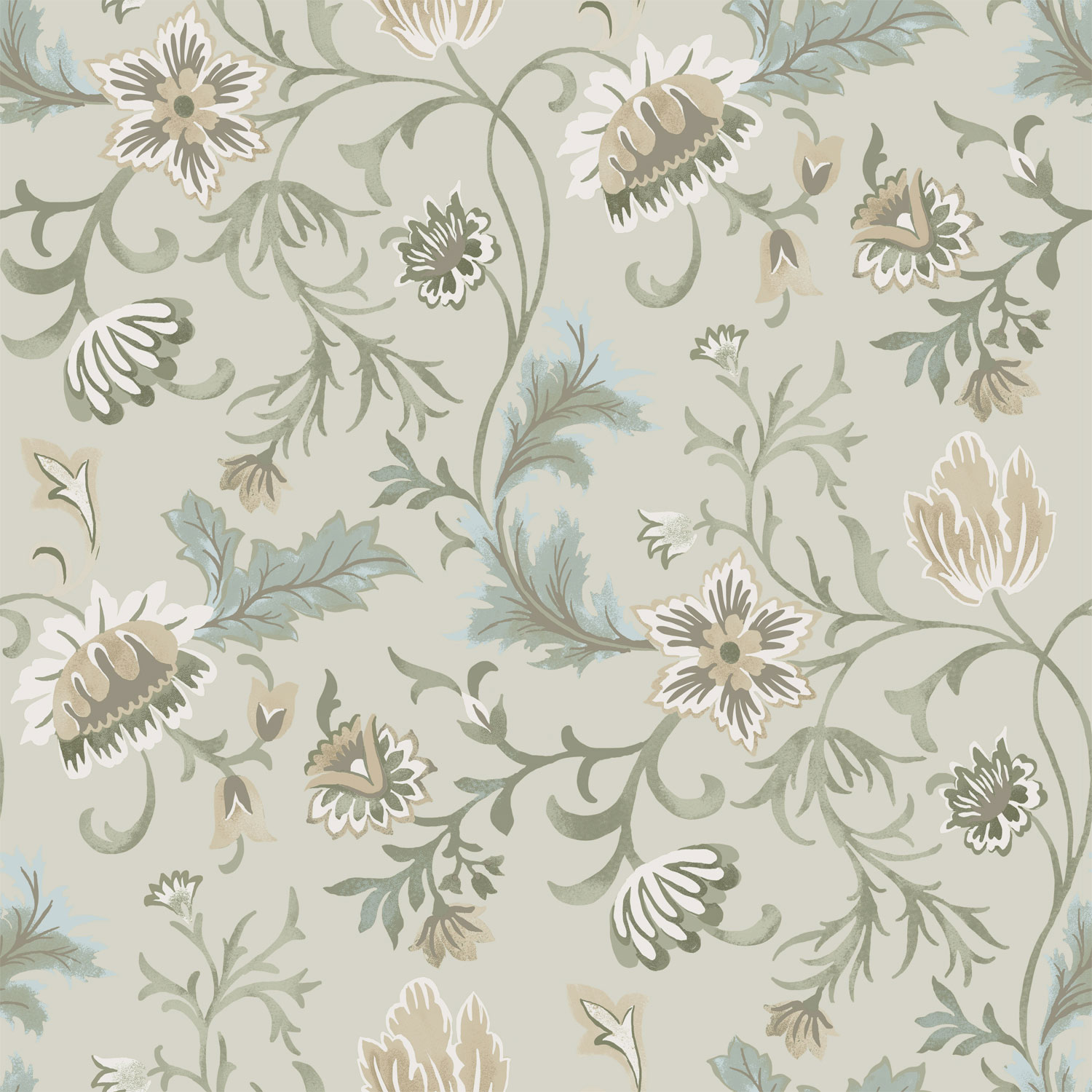 Beige florale Vliestapete, 139412, Vintage Flowers, Esta Home