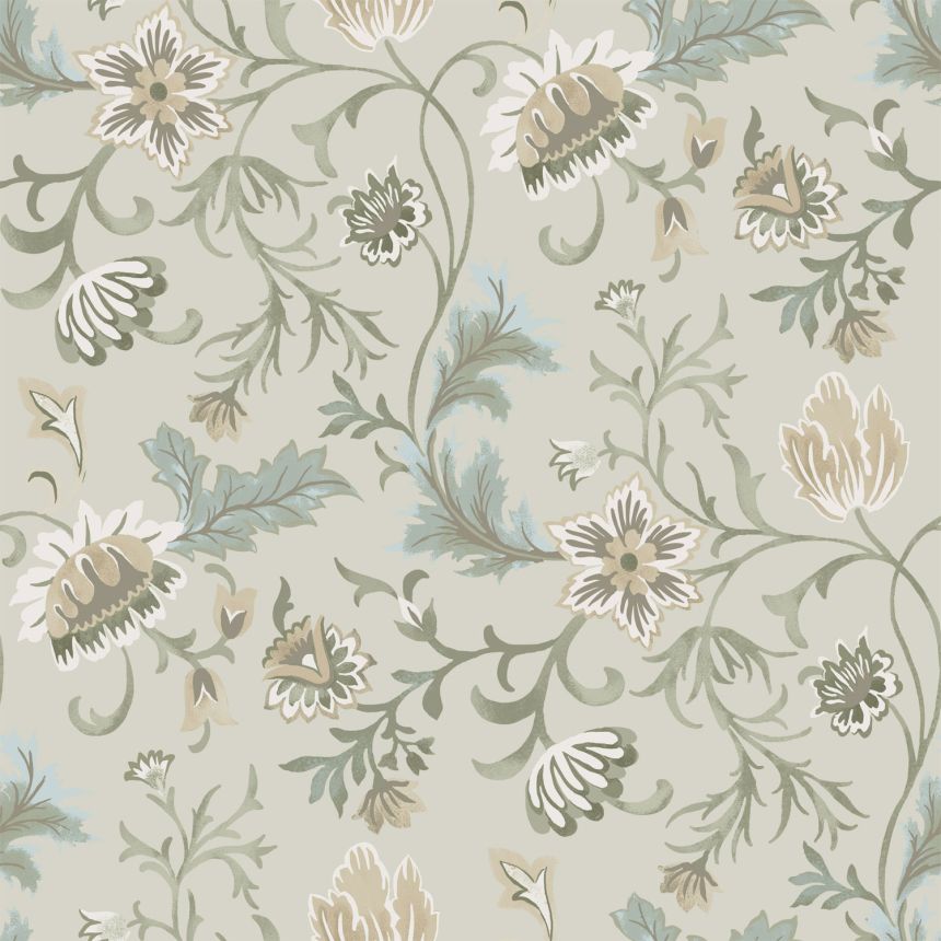 Beige florale Vliestapete, 139412, Vintage Flowers, Esta Home