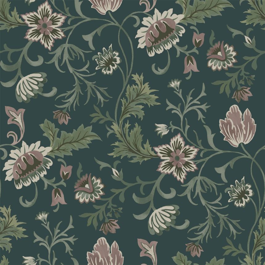 Grüne florale Vliestapete, 139415, Vintage Flowers, Esta Home
