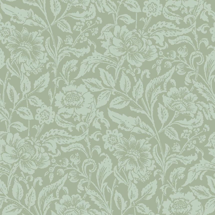 Grüne florale Vliestapete, 139428, Vintage Flowers, Esta Home