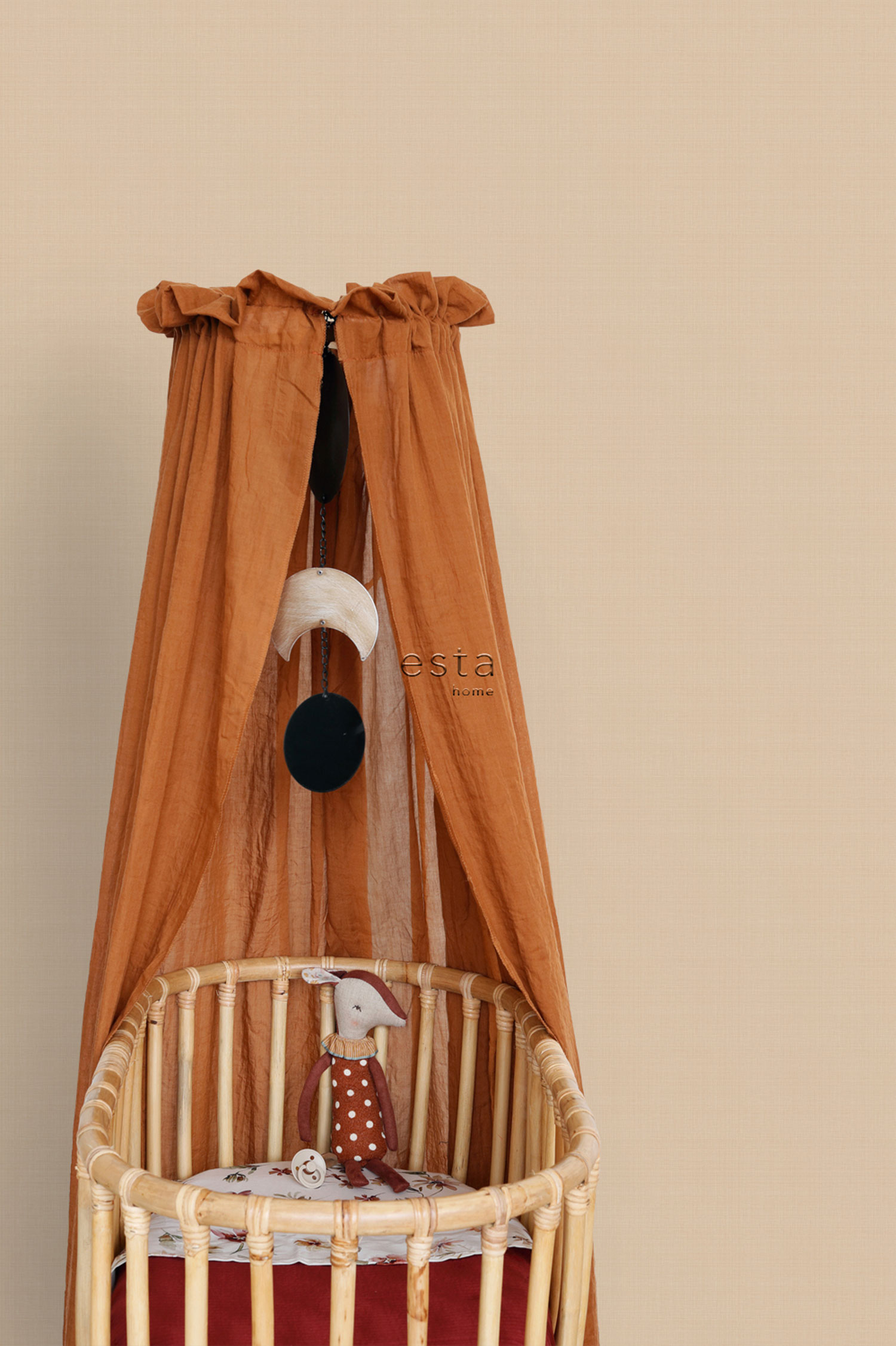 Beigefarbene Vliestapete mit Gittermuster 139472, To the Moon and Back, Esta Home