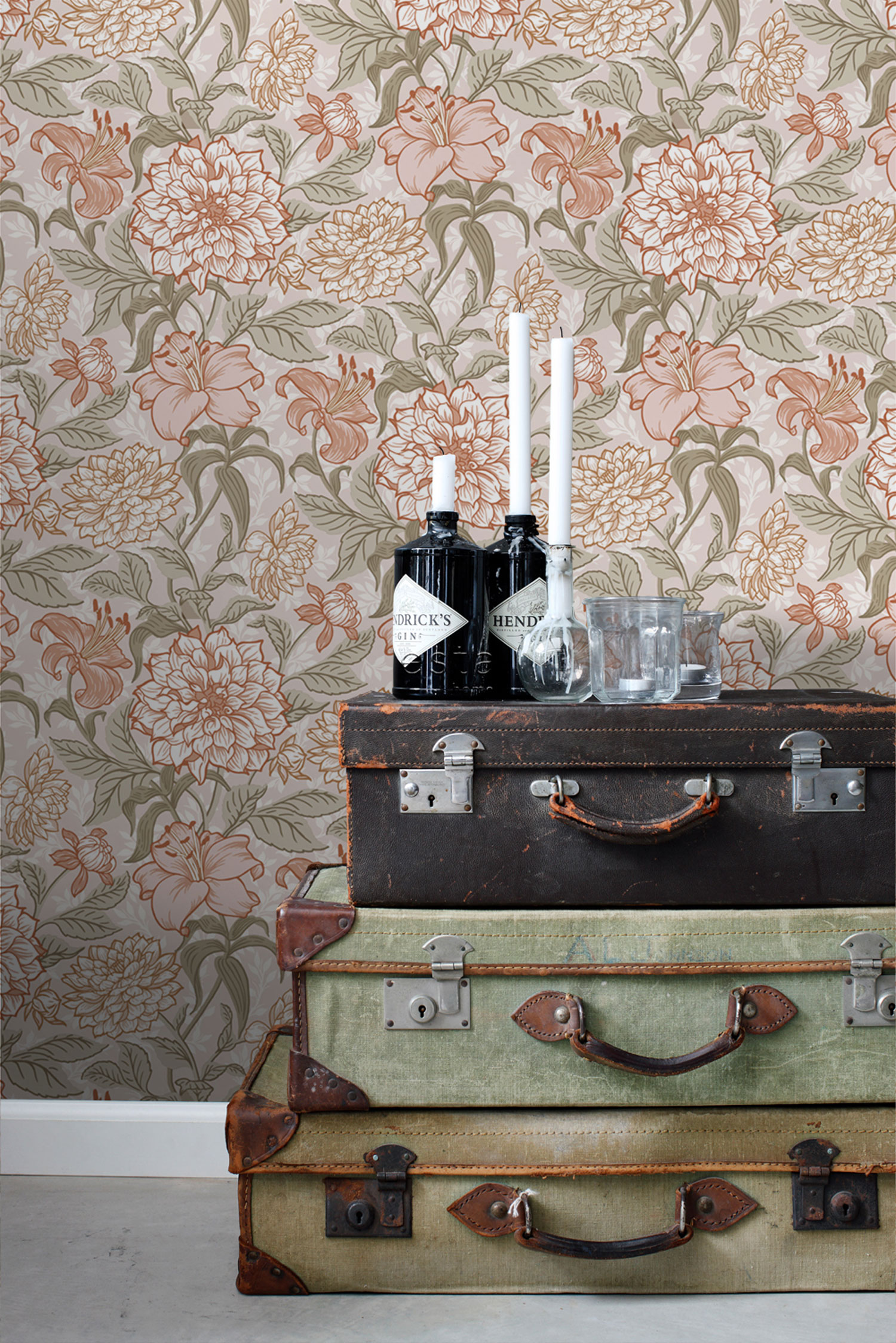 Beige florale Vliestapete, 139479, Vintage Flowers, Esta Home