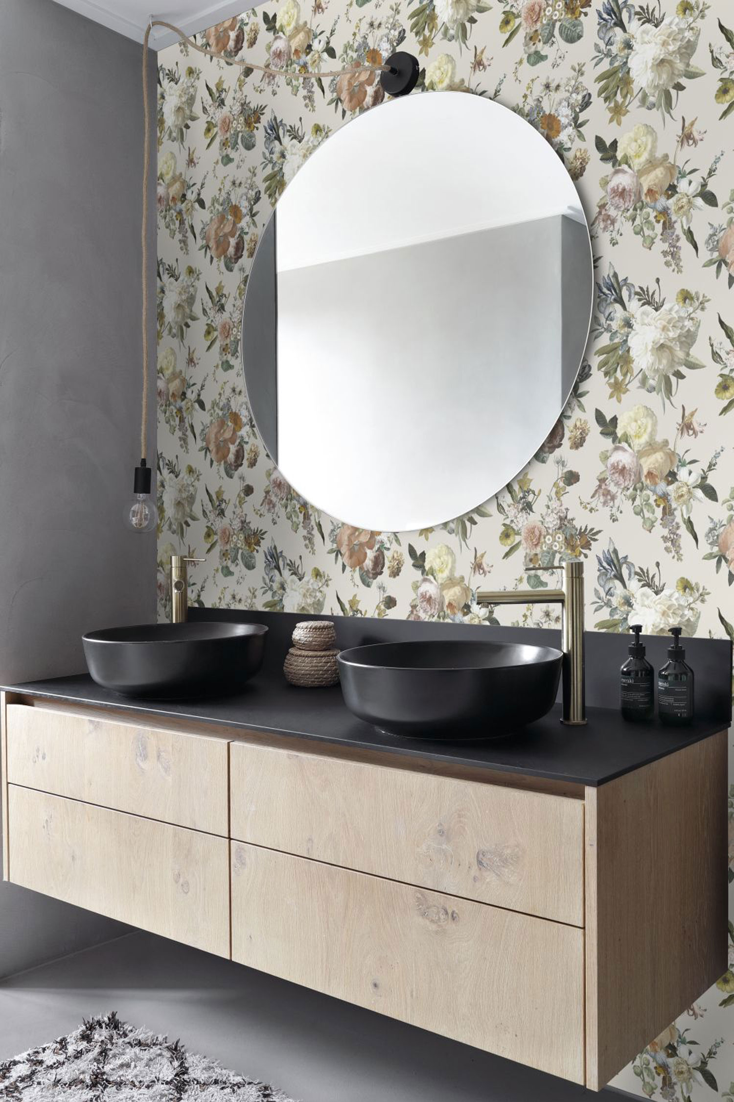 Cremefarbene florale Vliestapete, 139544, Vintage Flowers, Esta Home