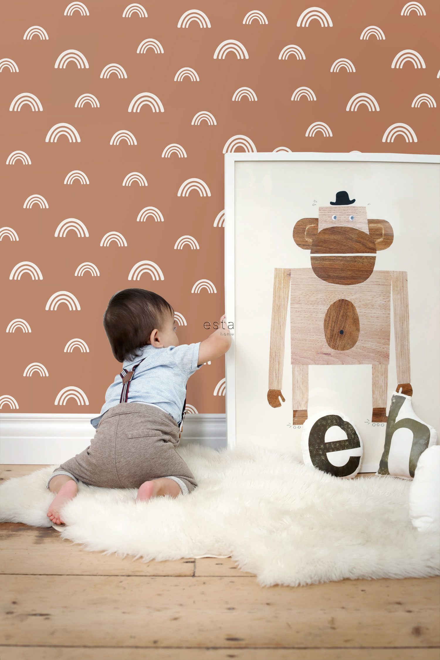 Braune Vliestapete, Regenbogen, 139383, To the Moon and Back, Esta Home