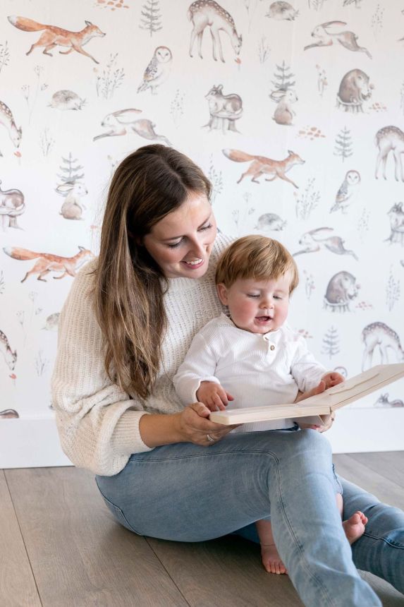 Kindertapete mit Waldtieren, 139399, To the Moon and Back, Esta Home