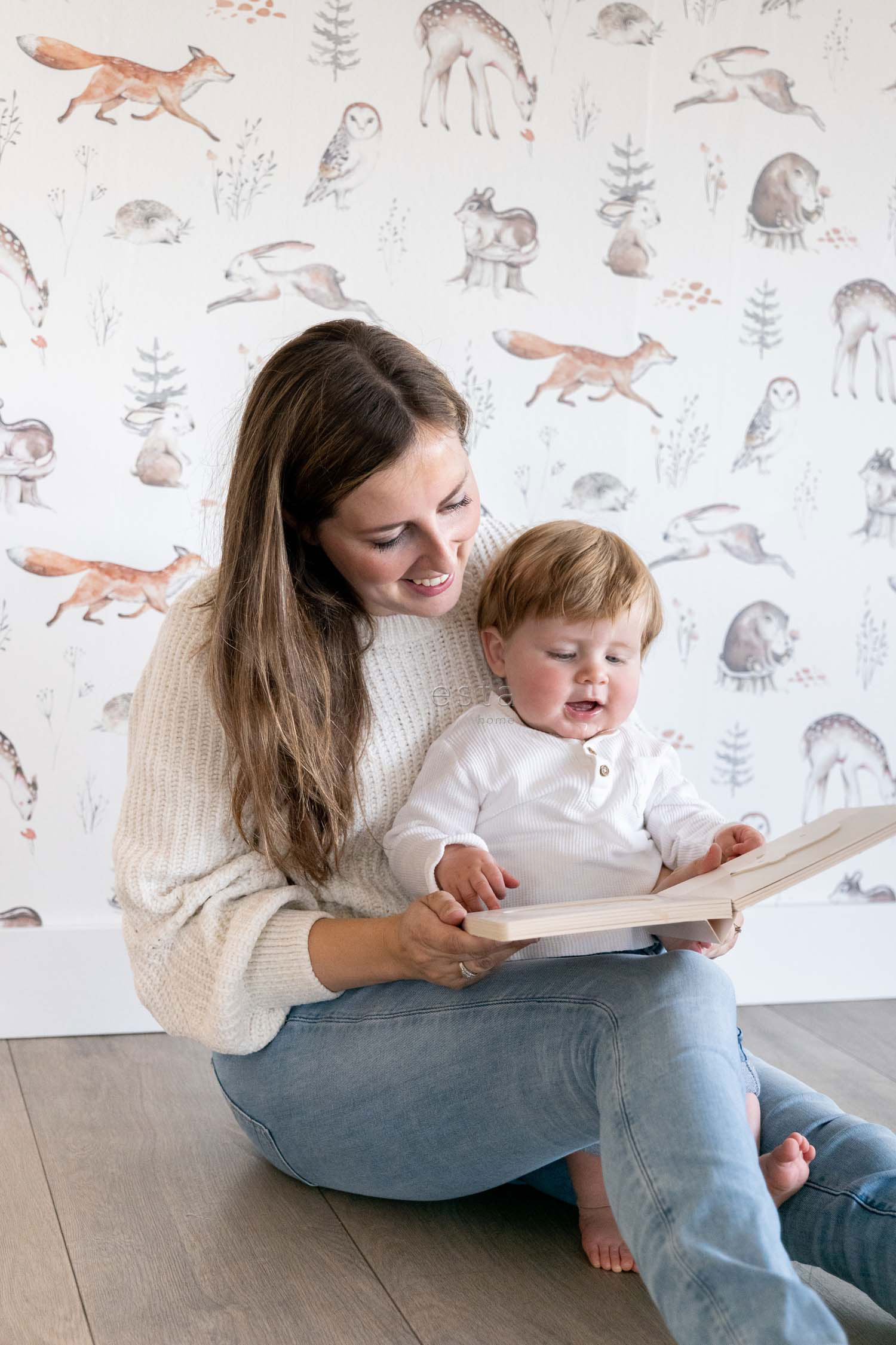 Kindertapete mit Waldtieren, 139399, To the Moon and Back, Esta Home