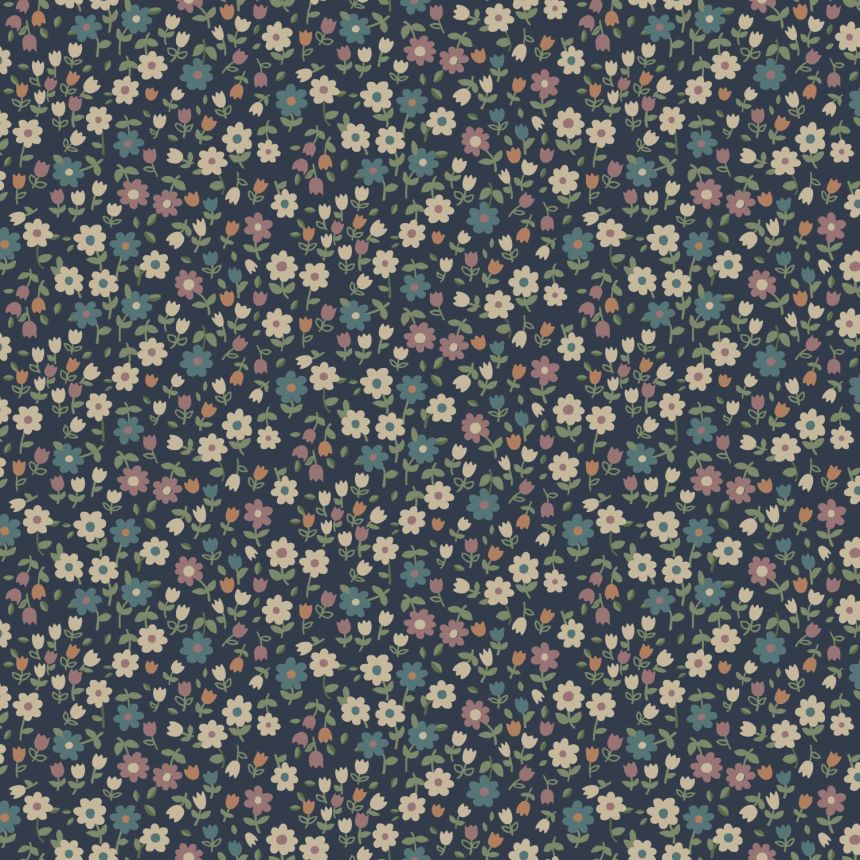 Blaue florale Vliestapete, 139471, To the Moon and Back, Esta Home