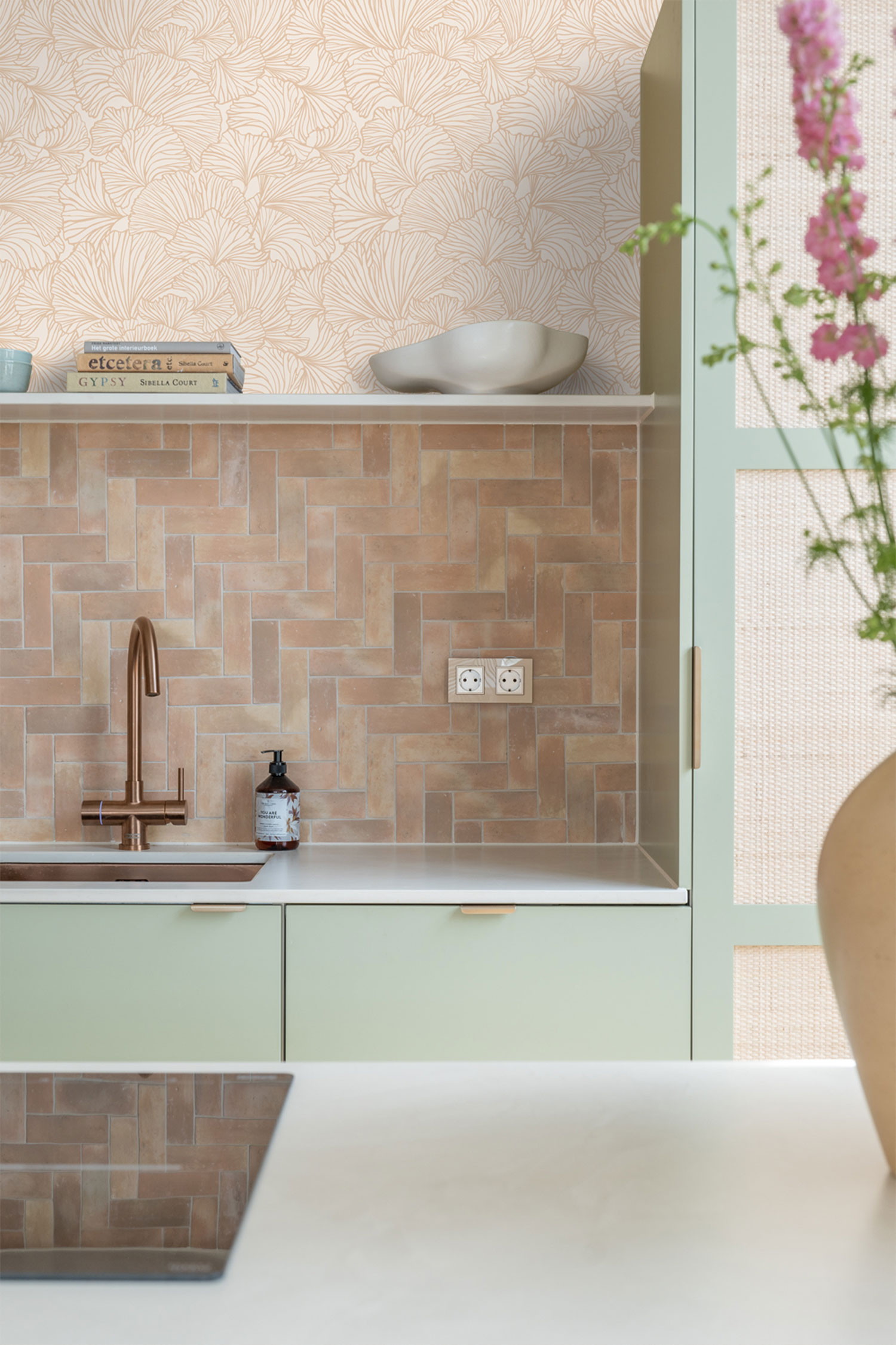 Beige Vliestapete, Blätter, 139488, To the Moon and Back, Esta Home