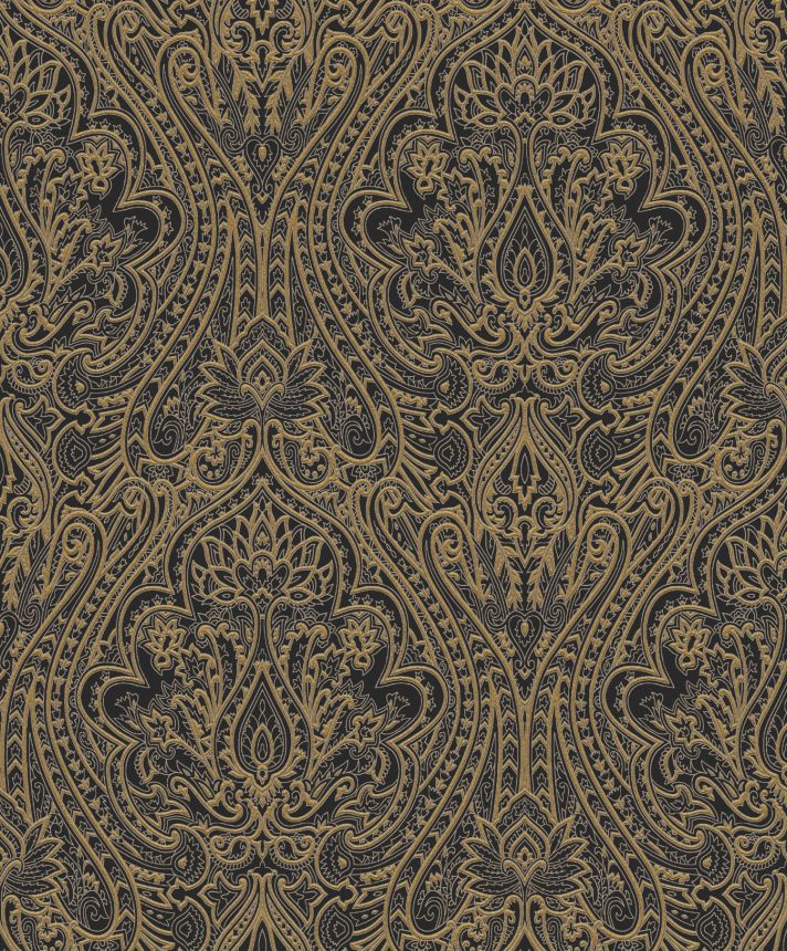 Schwarz-bronzefarbene Barocktapete, OTH102, Othello, Zoom by Masureel