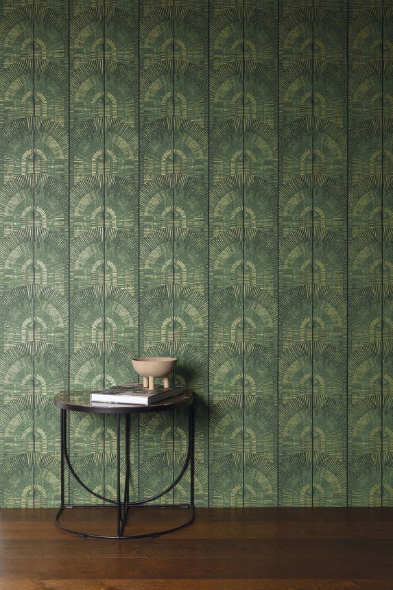 Luxuriöse grün-goldene Tapete Art Deco, SPI803, Spirit of Nature, Khroma by Masureel