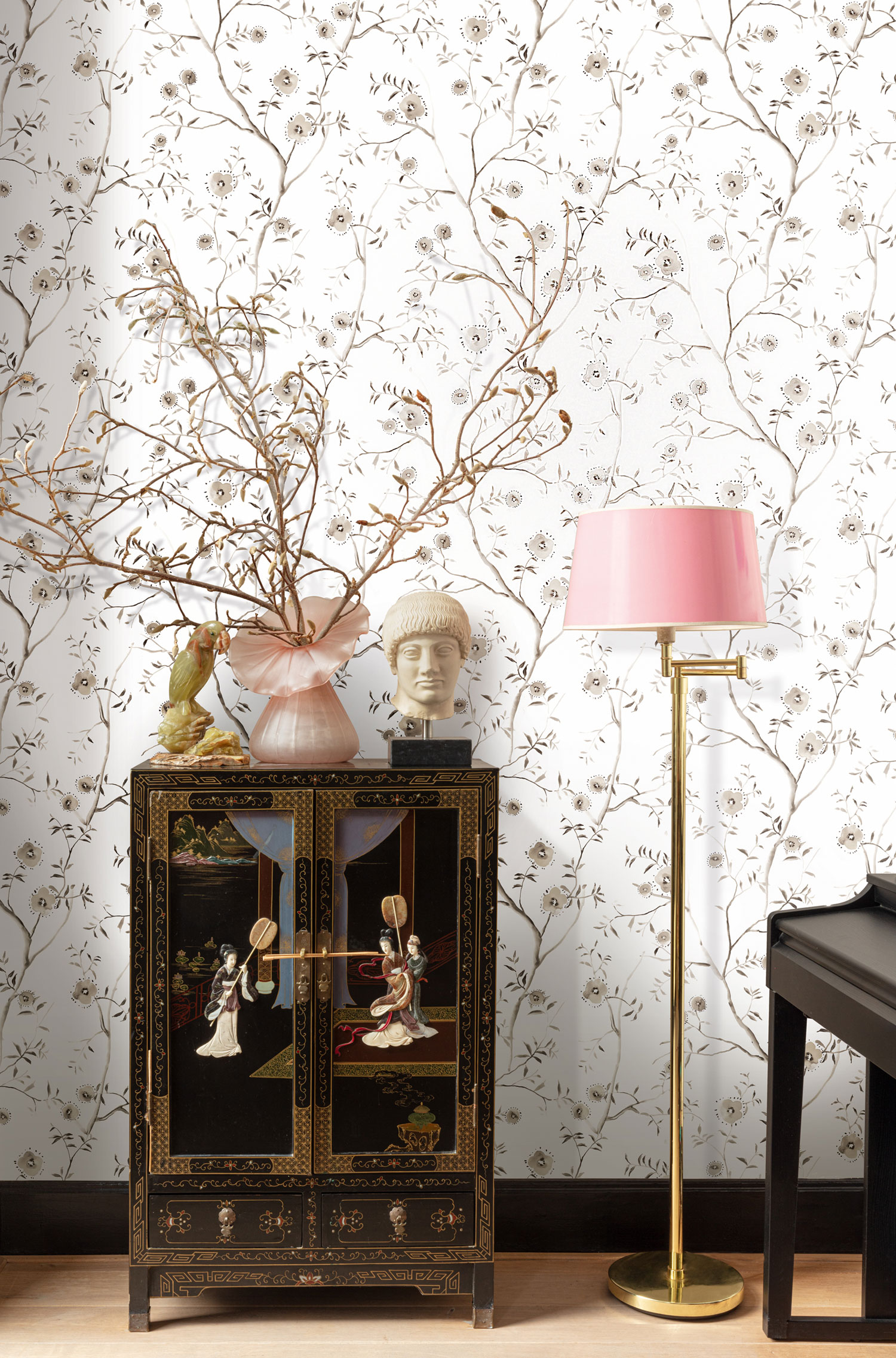 Weiße florale Vliestapete, SUM201, Summer, Khroma by Masureel