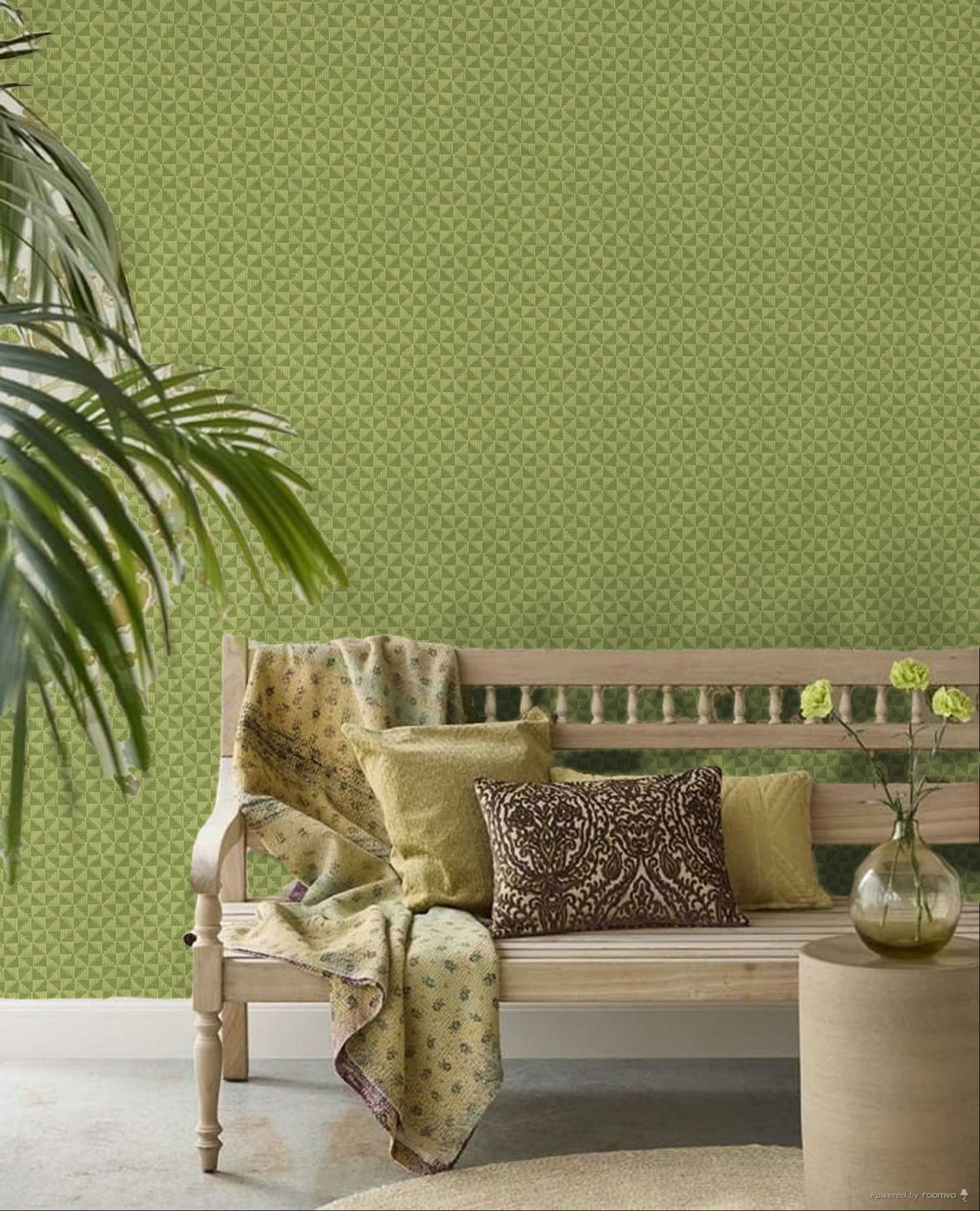 Grüne geometrische Tapete, ZEN304, Zen, Zoom by Masureel