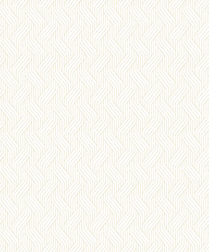 Geometrische Tapete in Weiß und Gold, ZEN404, Zen, Zoom by Masureel