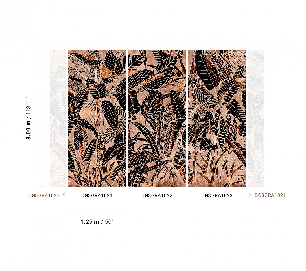 Braune Fototapete, Blätter, DG3GRA1021, Wall Designs III, Khroma by Masureel