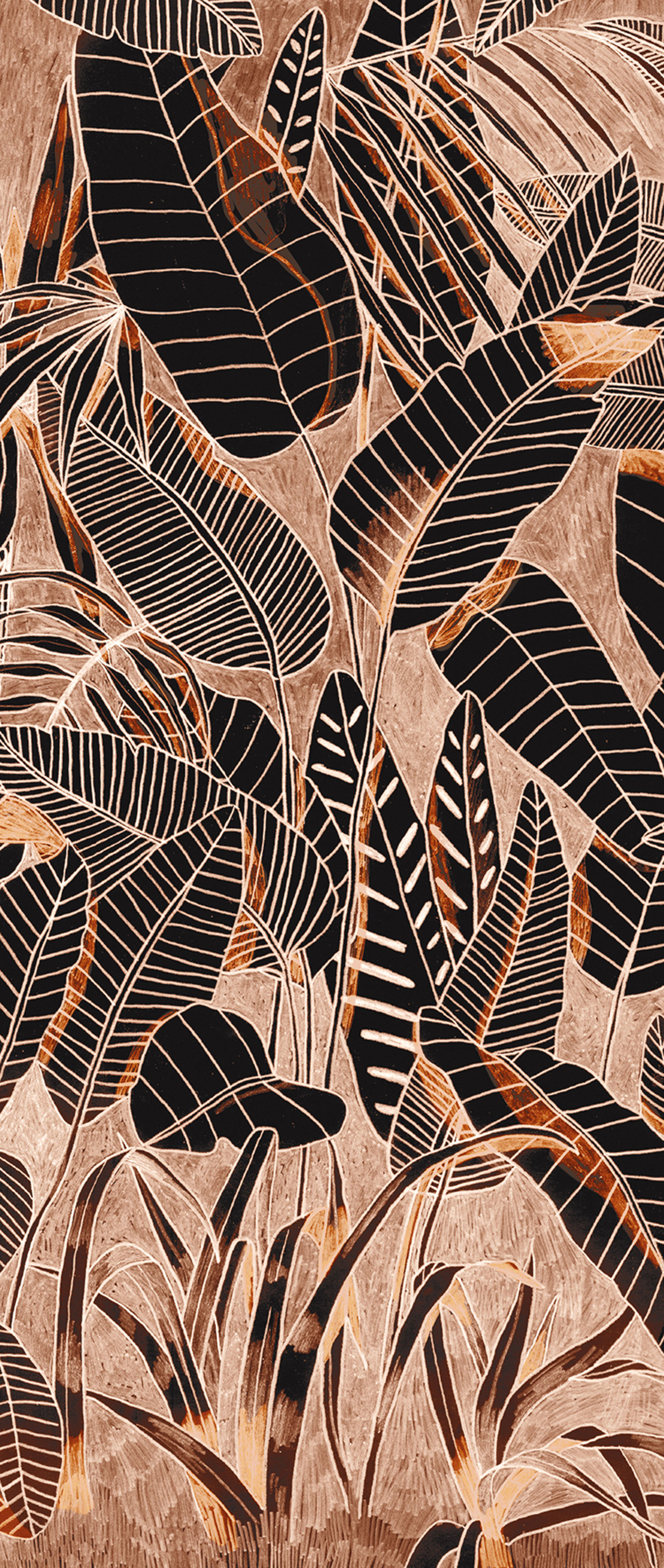 Braune Fototapete, Blätter, DG3GRA1023, Wall Designs III, Khroma by Masureel