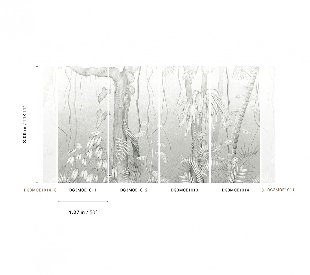 Graue Fototapete, Blätter, Bäume, DG3MOE1012, Wall Designs III, Khroma by Masureel