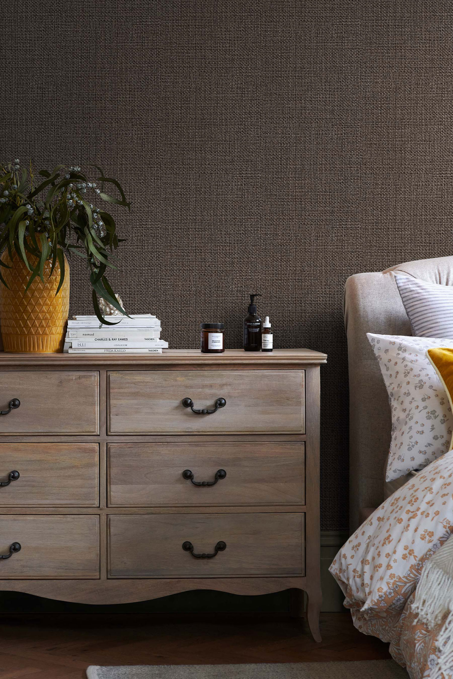 Braune Tapete, Stoffimitat, 118319, Next