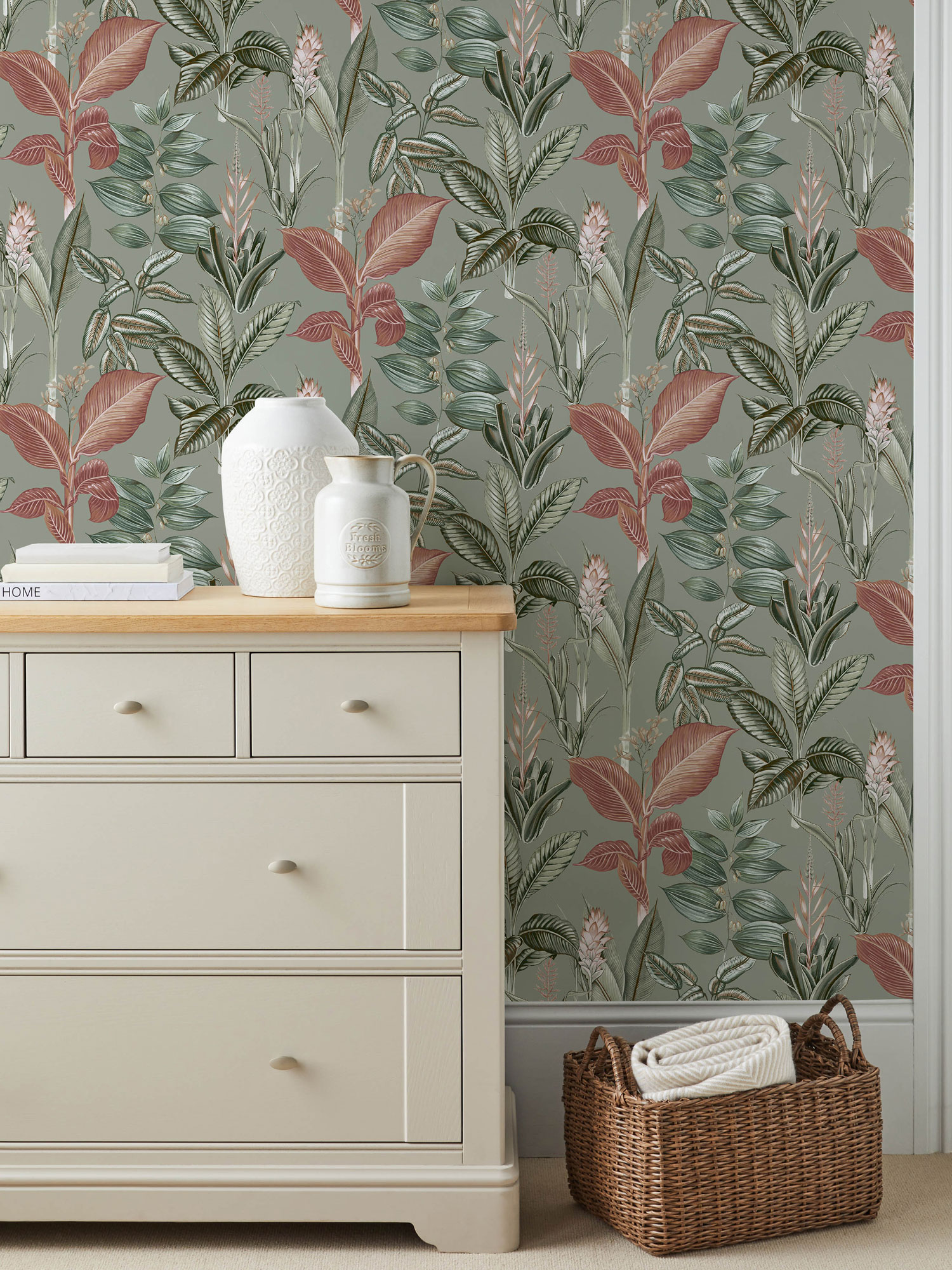 Grüne Tapete, tropische Blätter, 120209, Next