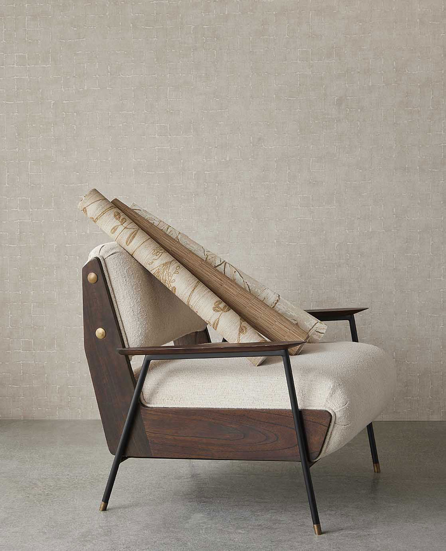 Grau-beige Tapete, Stoffimitat, 333451, Emerald, Eijffinger