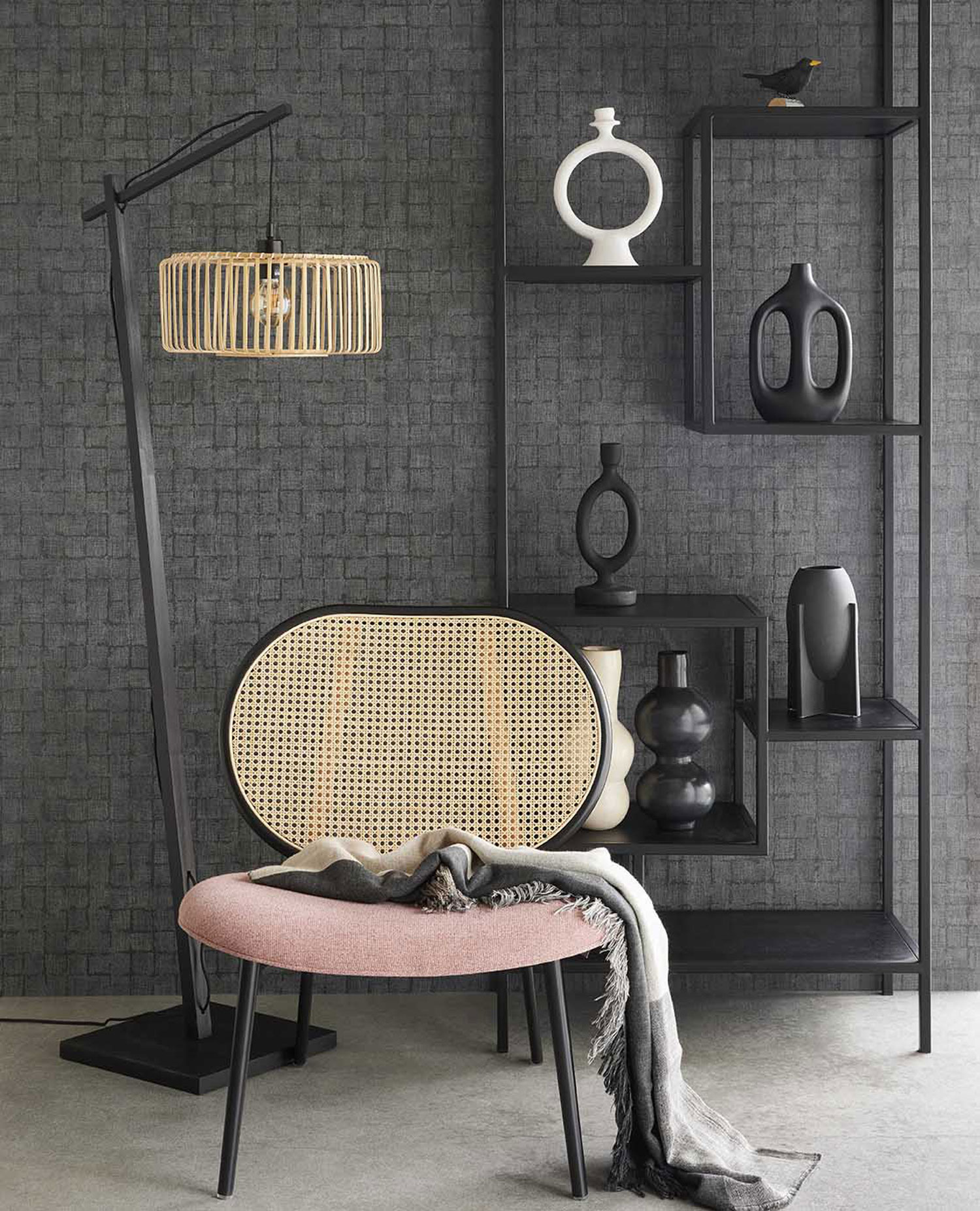 Graue Tapete, Stoffimitat, 333456, Emerald, Eijffinger