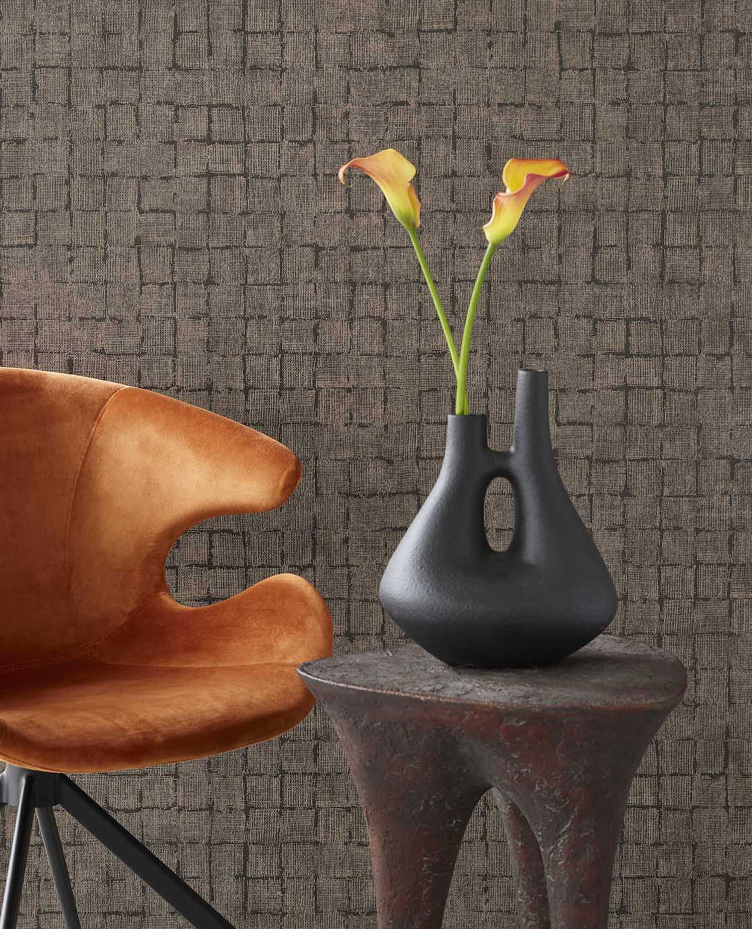 Braune Tapete, Stoffimitat, 333458, Emerald, Eijffinger