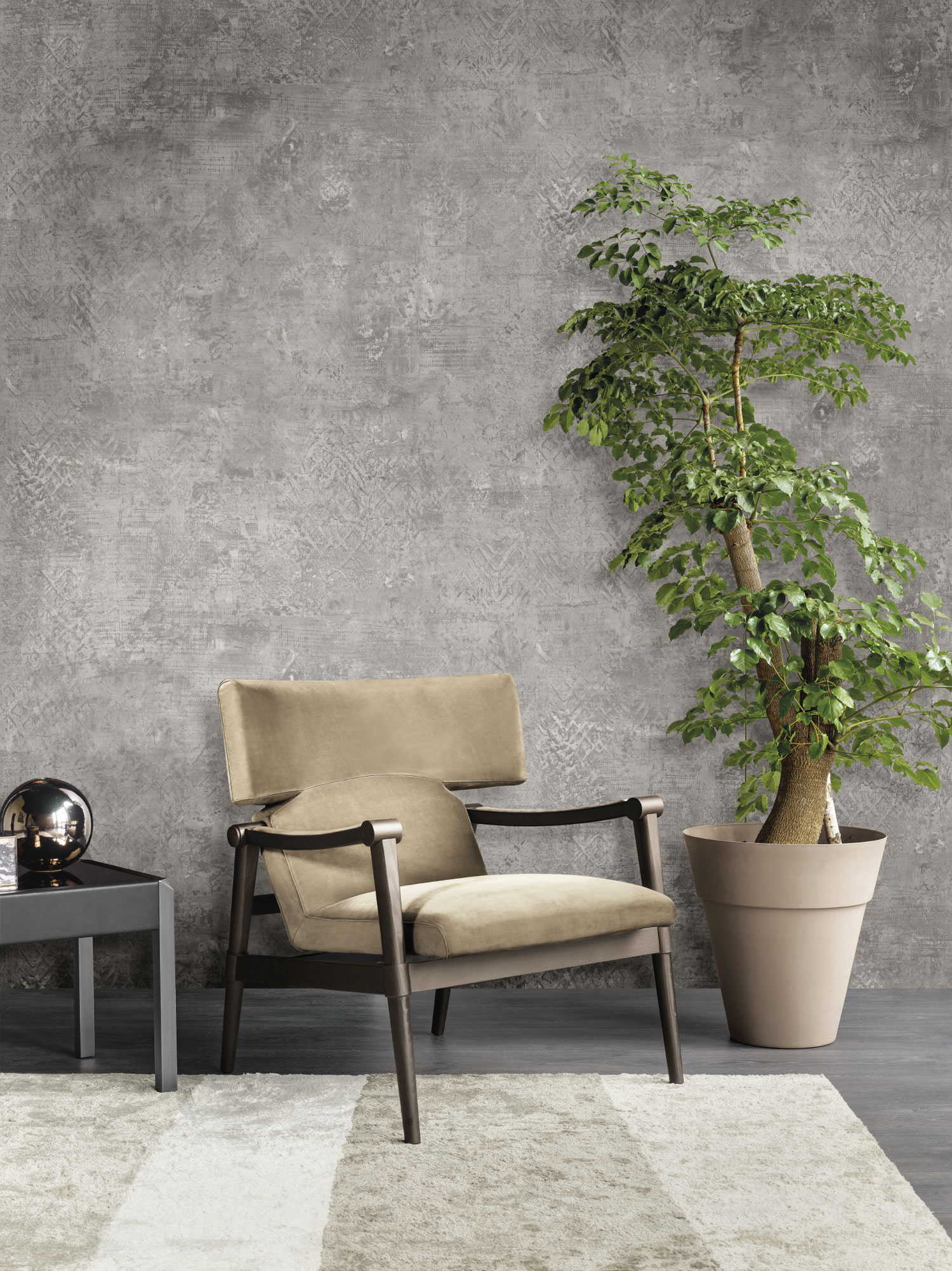 Graue Luxustapete, Stuckputz Z18934, Trussardi 7, Zambaiti Parati