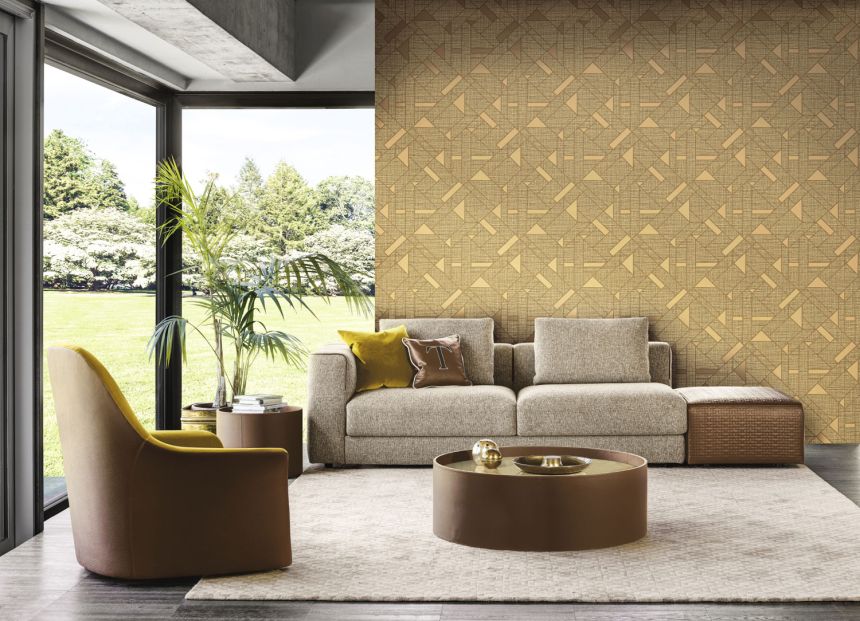 Goldene Luxustapete mit geometrischen Mustern, Z18941, Trussardi 7, Zambaiti Parati