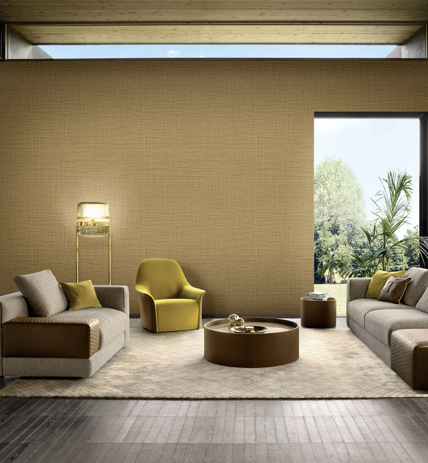 Goldene Luxustapete, Stoffimitat, Z18942, Trussardi 7, Zambaiti Parati