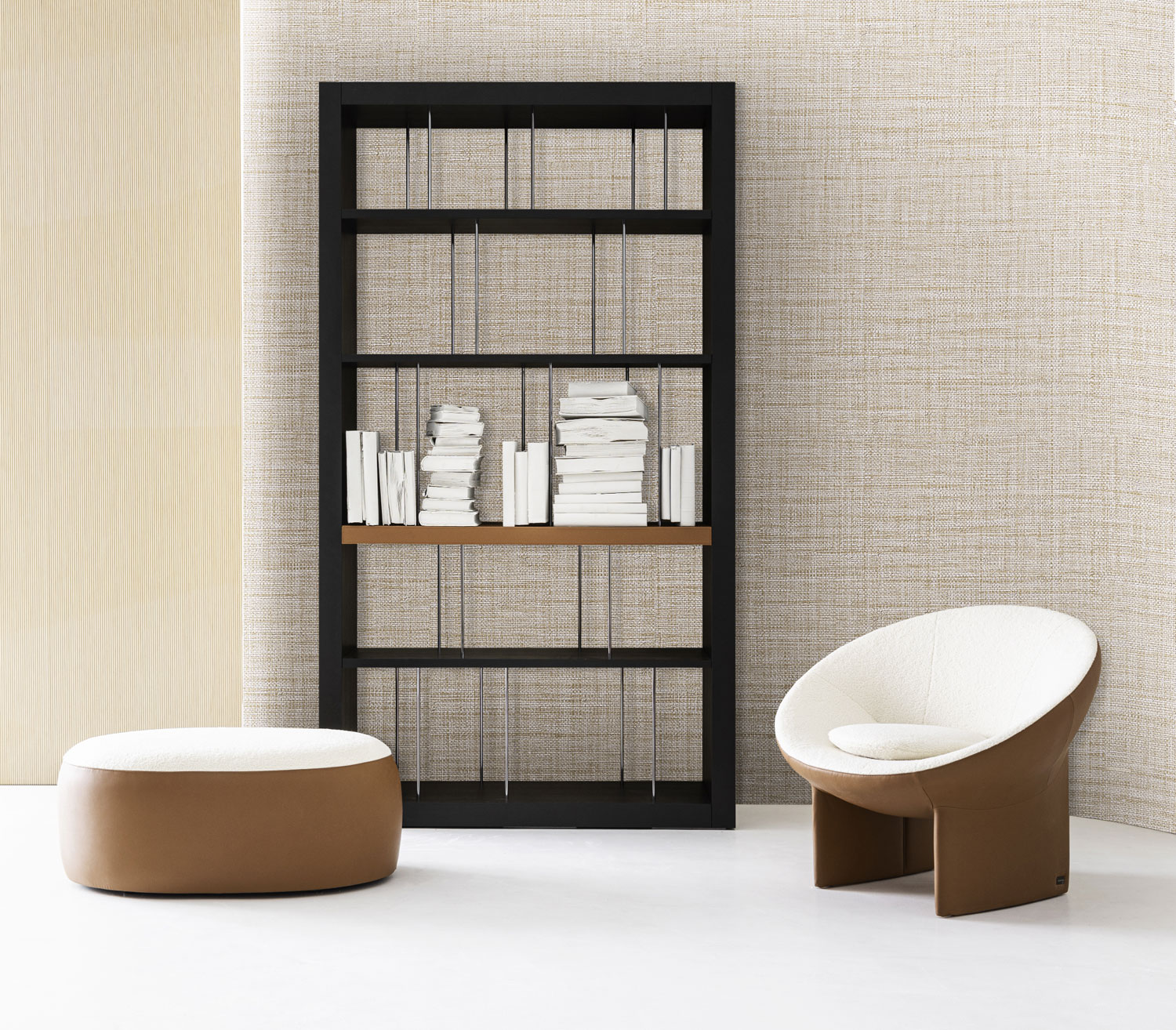 Cremefarbene Luxustapete, Stoffimitat, Z18944, Trussardi 7, Zambaiti Parati