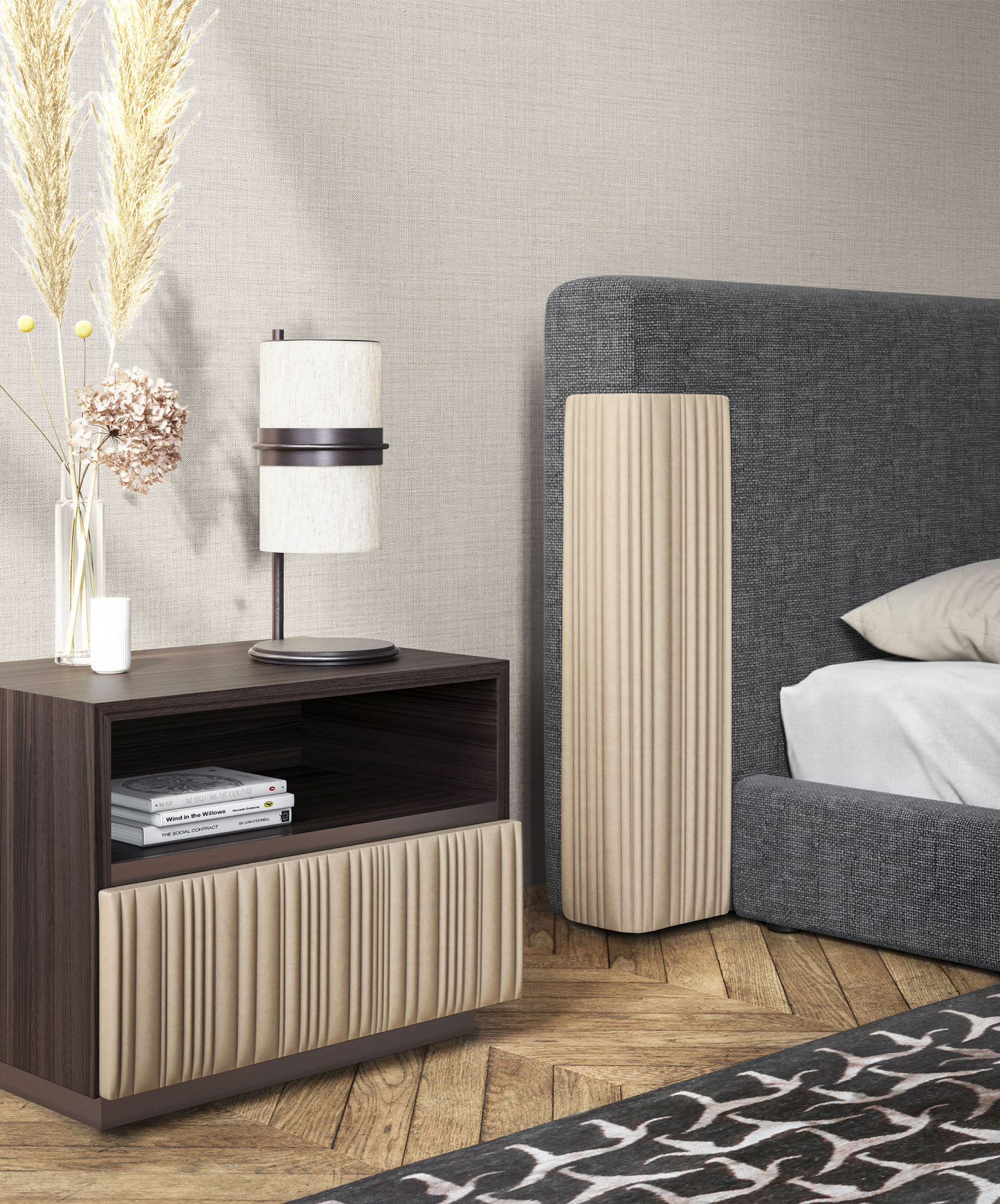 Graue Luxustapete, Stoffimitat, Z18949, Trussardi 7, Zambaiti Parati