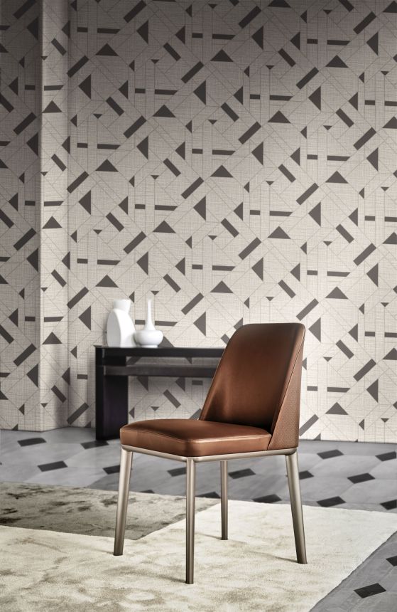 Graue Luxustapete mit geometrischen Mustern, Z18950, Trussardi 7, Zambaiti Parati