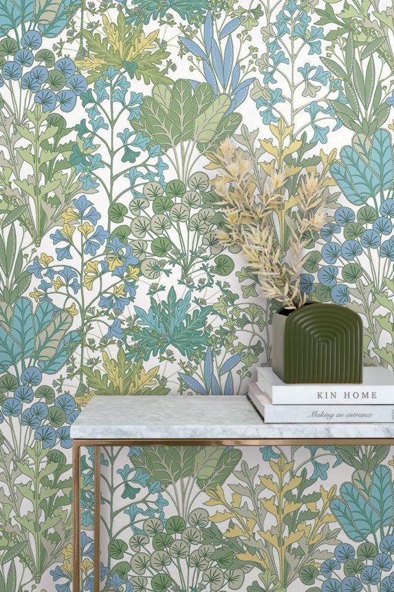 Weiße Vliestapete mit Pflanzen und Blättern, BL1814, Blooms Second Edition Resource Library, York