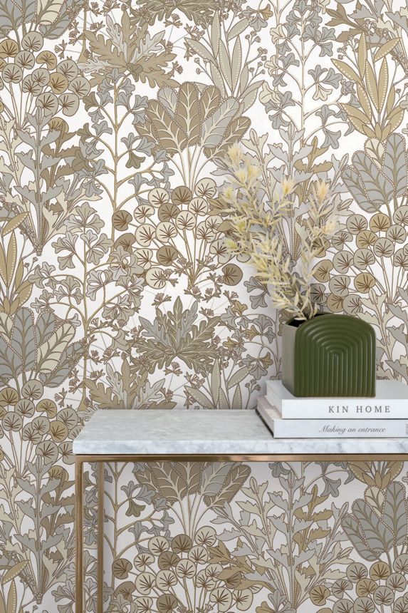 Cremefarbene Vliestapete mit Pflanzen und Blättern, BL1815, Blooms Second Edition Resource Library, York