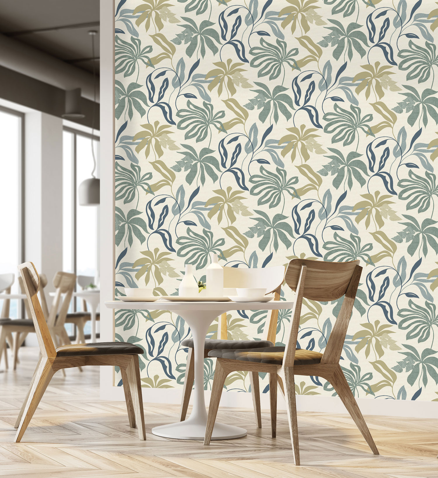 Grau-beige Vliestapete mit Blättern, UR3405, Universe 4, Grandeco