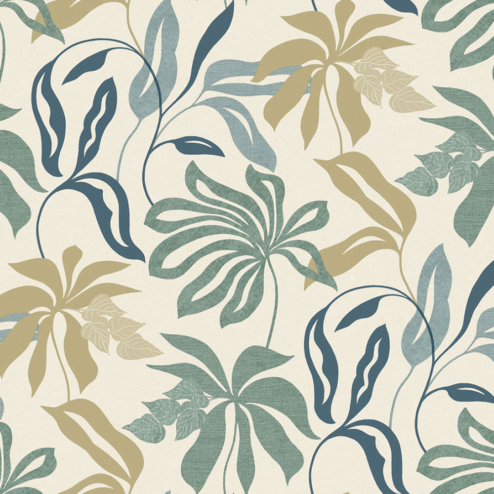 Cremefarbene Vliestapete mit Blättern, UR3410, Universe 4, Grandeco