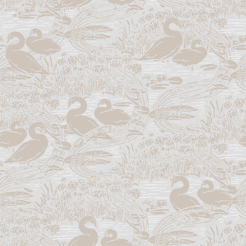 Graubeige Vliestapete, Natur, Schwäne, 118471, Laura Ashley 3