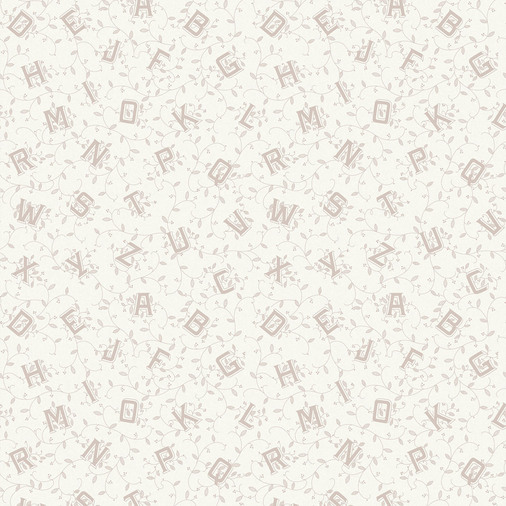 Weiß-graue Vliestapete, Buchstaben, Alphabet, 119862, Laura Ashley 3