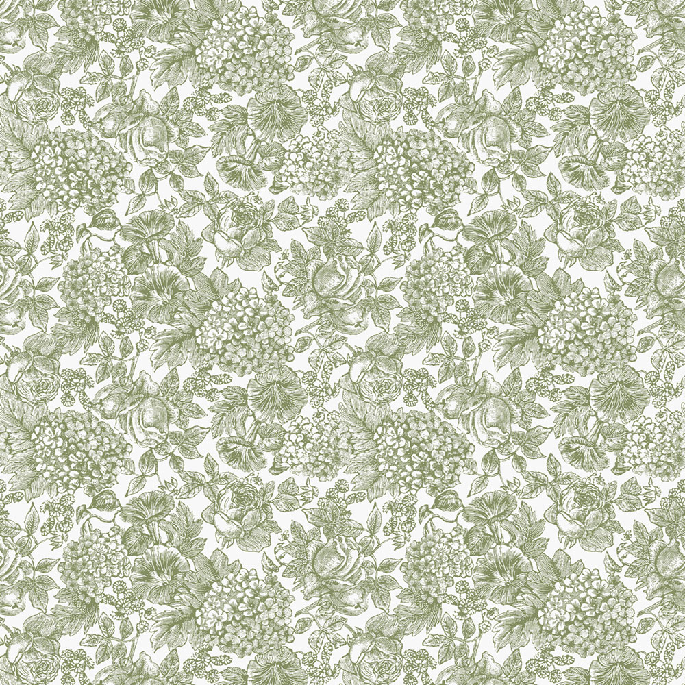 Weiß-grüne florale Vliestapete, 121080, Laura Ashley 3