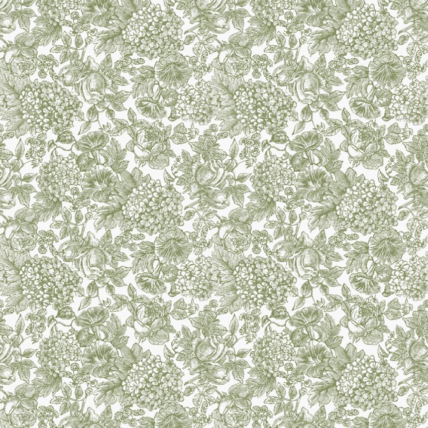 Weiß-grüne florale Vliestapete, 121080, Laura Ashley 3