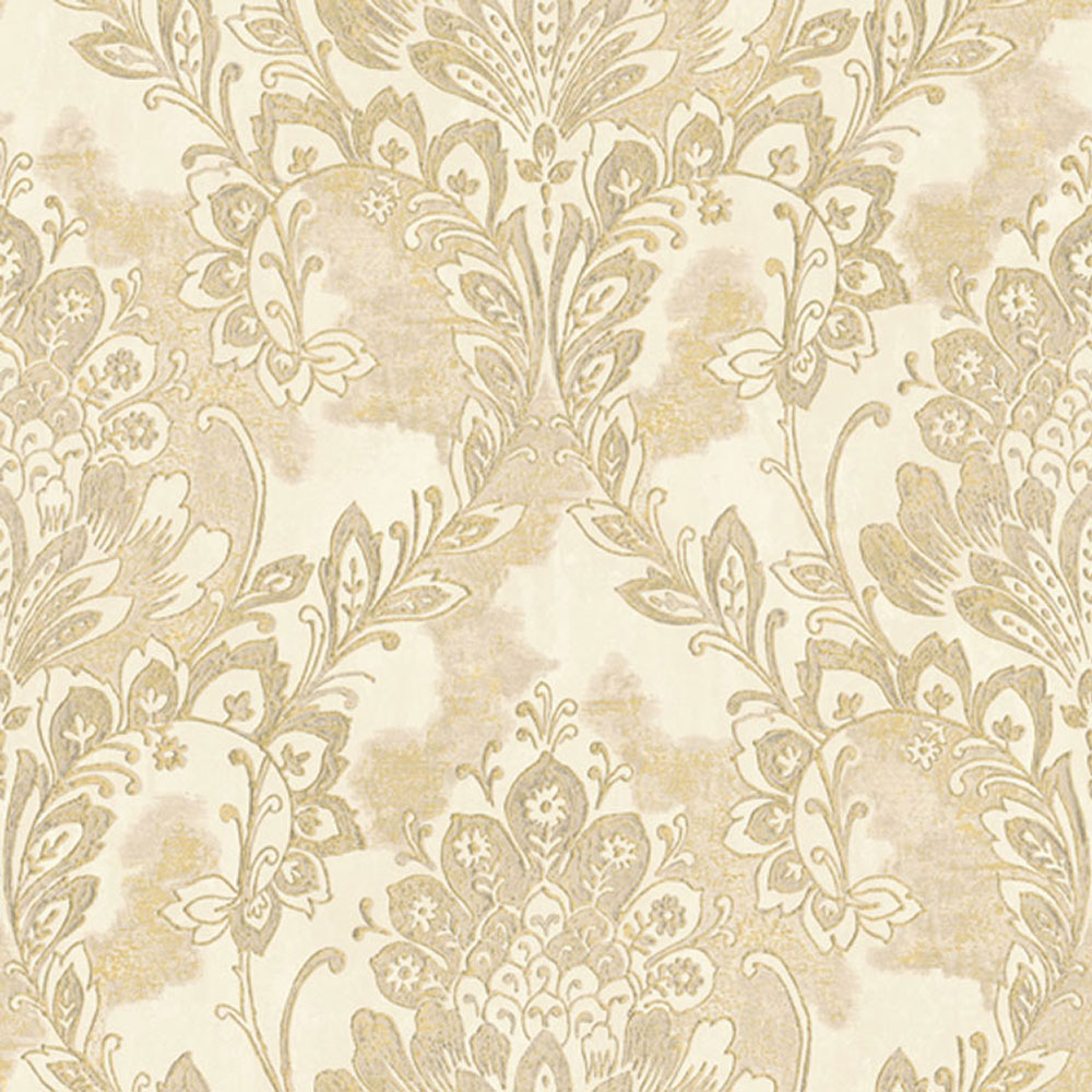 Creme-goldene Vliestapete mit Barockmotiv 78406, Makalle II, Limonta