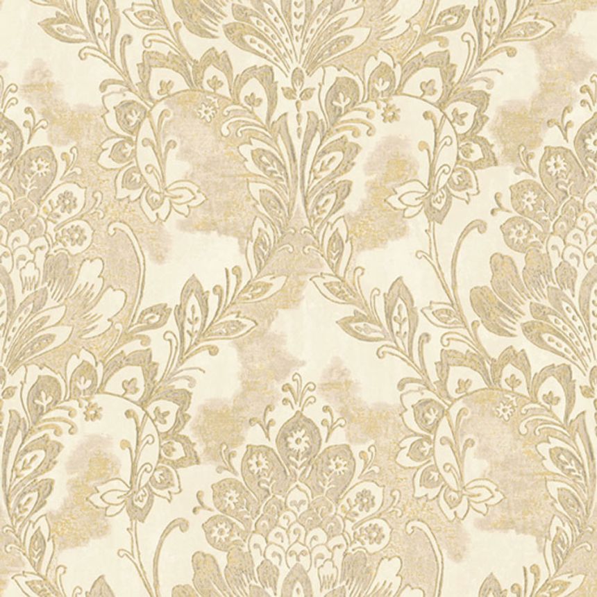Creme-goldene Vliestapete mit Barockmotiv 78406, Makalle II, Limonta