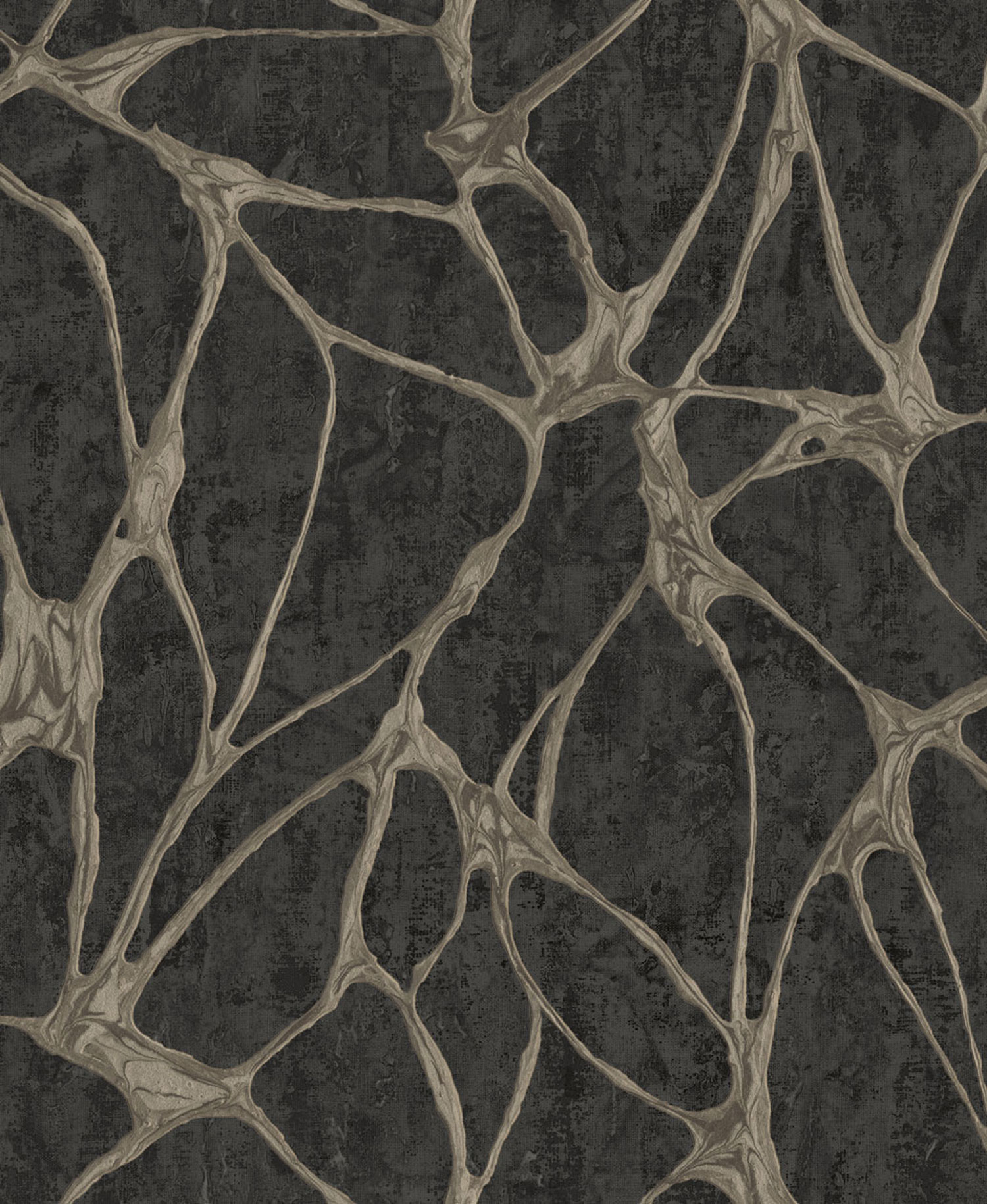 Schwarze Luxustapete mit markantem Metallic-Muster, 56808, Aurum II, Limonta