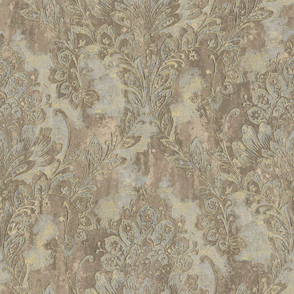 Gold-silberne Vliestapete mit Barockmotiv 78428, Makalle II, Limonta